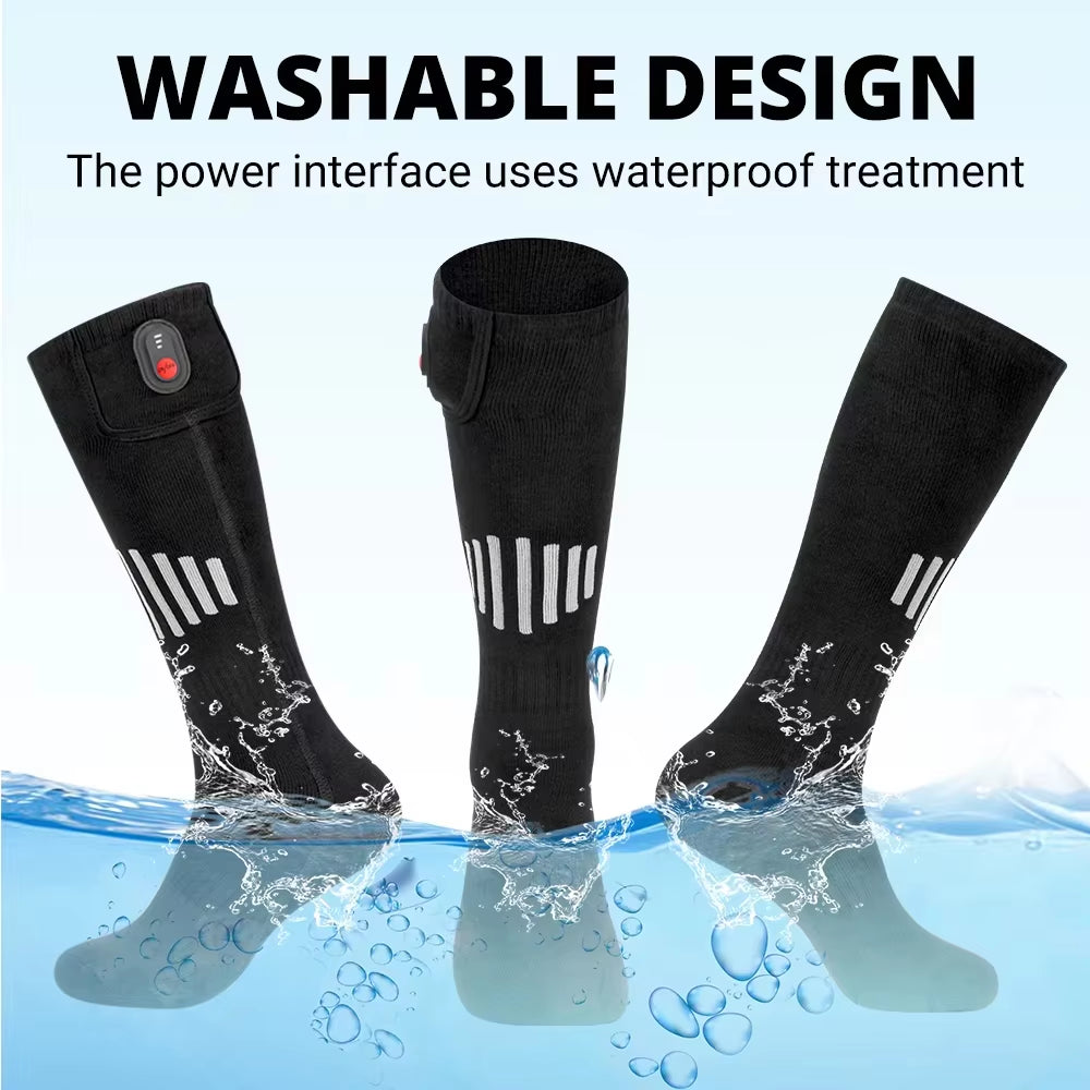 Winter Electric Heating Socks with Battery Box Rechargeable Anti-Cold Men Heated Foot Warmer Outdoor Camping Ski Sports