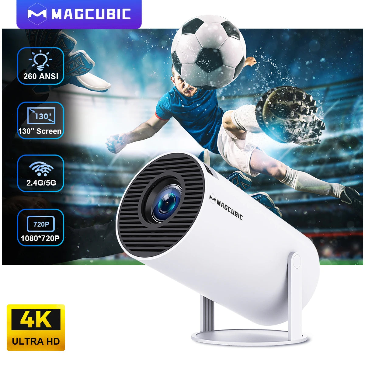 Projector Android 11 4K 1280*720P HY300 Dual Wifi 260ANSI 180°Flexible BT5.0 Cinema Outdoor Portable Projetor HY300 Pro