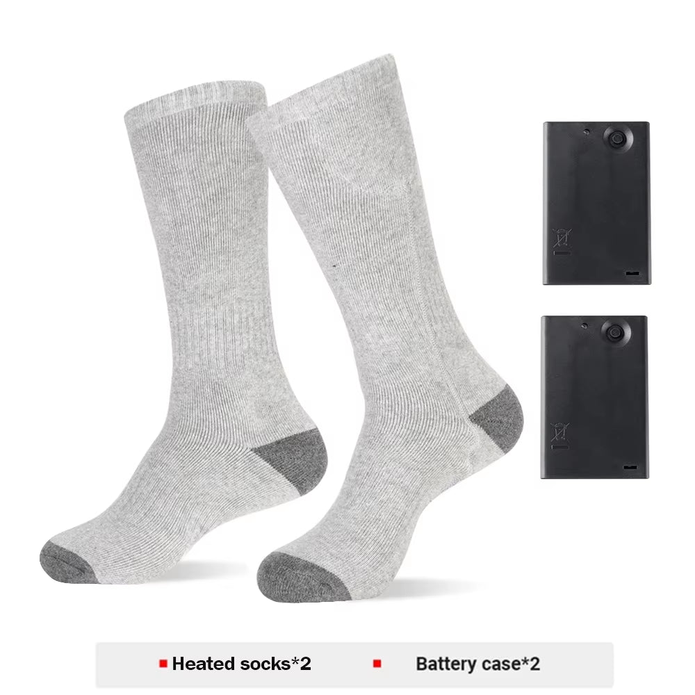 Winter Electric Heating Socks with Battery Box Rechargeable Anti-Cold Men Heated Foot Warmer Outdoor Camping Ski Sports