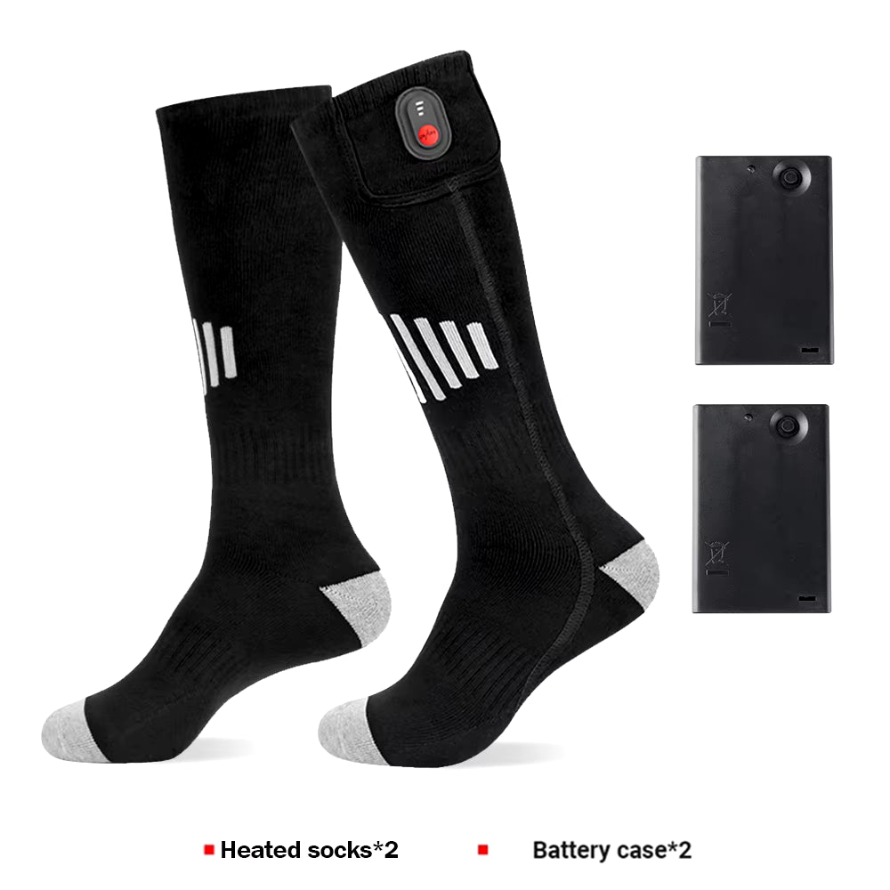 Winter Electric Heating Socks with Battery Box Rechargeable Anti-Cold Men Heated Foot Warmer Outdoor Camping Ski Sports