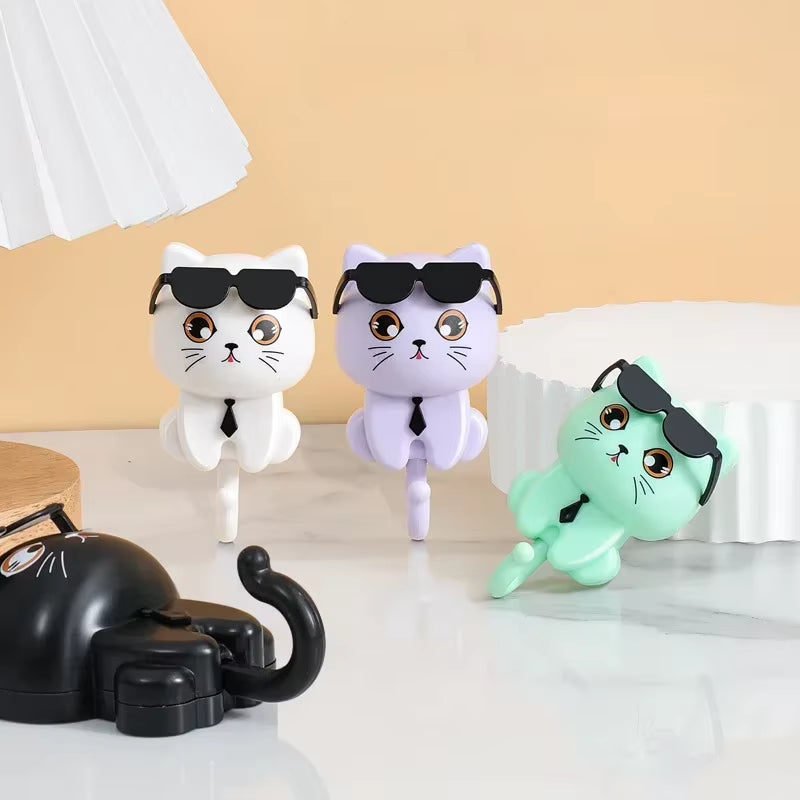 Cartoon Kitten Hook Self Adhesive Dormitory Bedroom Door Hangers Hooks Key Umbrella Towel Cap Coat Rack Wall Decoration Rack