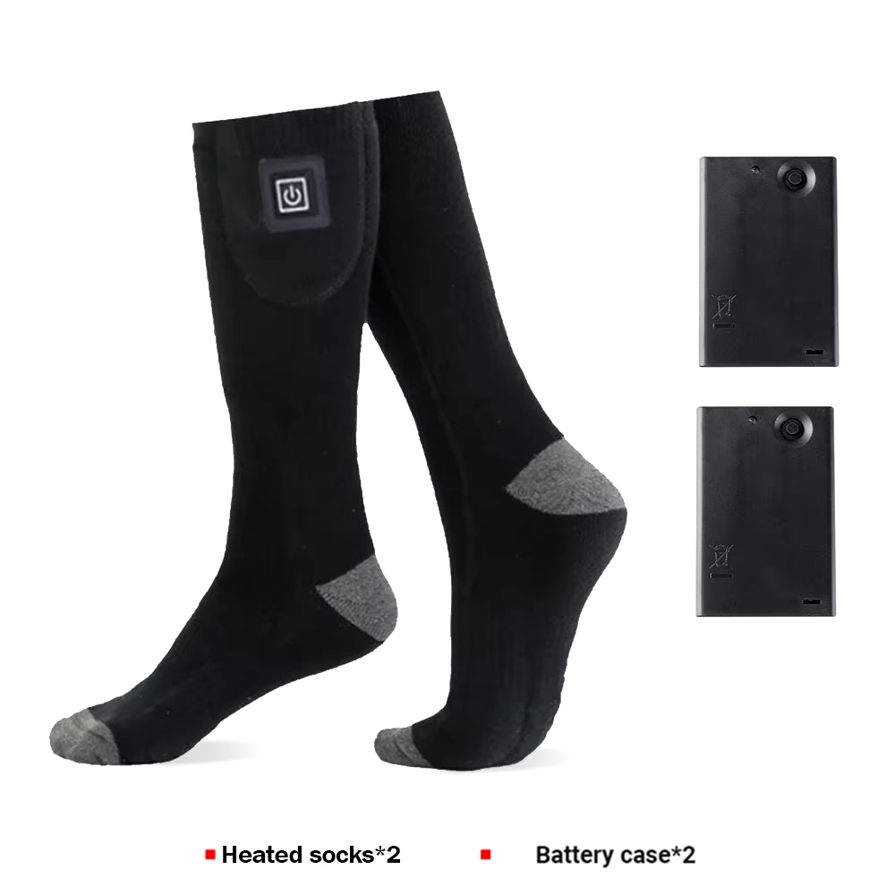 Winter Electric Heating Socks with Battery Box Rechargeable Anti-Cold Men Heated Foot Warmer Outdoor Camping Ski Sports