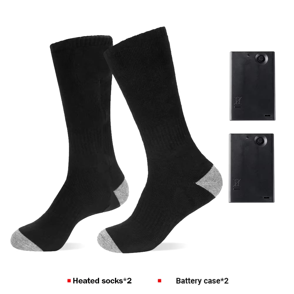 Winter Electric Heating Socks with Battery Box Rechargeable Anti-Cold Men Heated Foot Warmer Outdoor Camping Ski Sports