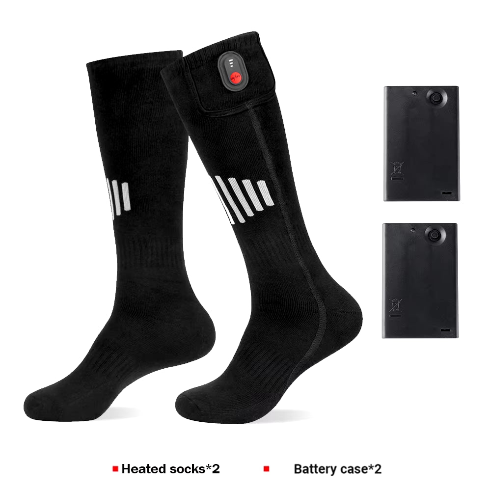 Winter Electric Heating Socks with Battery Box Rechargeable Anti-Cold Men Heated Foot Warmer Outdoor Camping Ski Sports