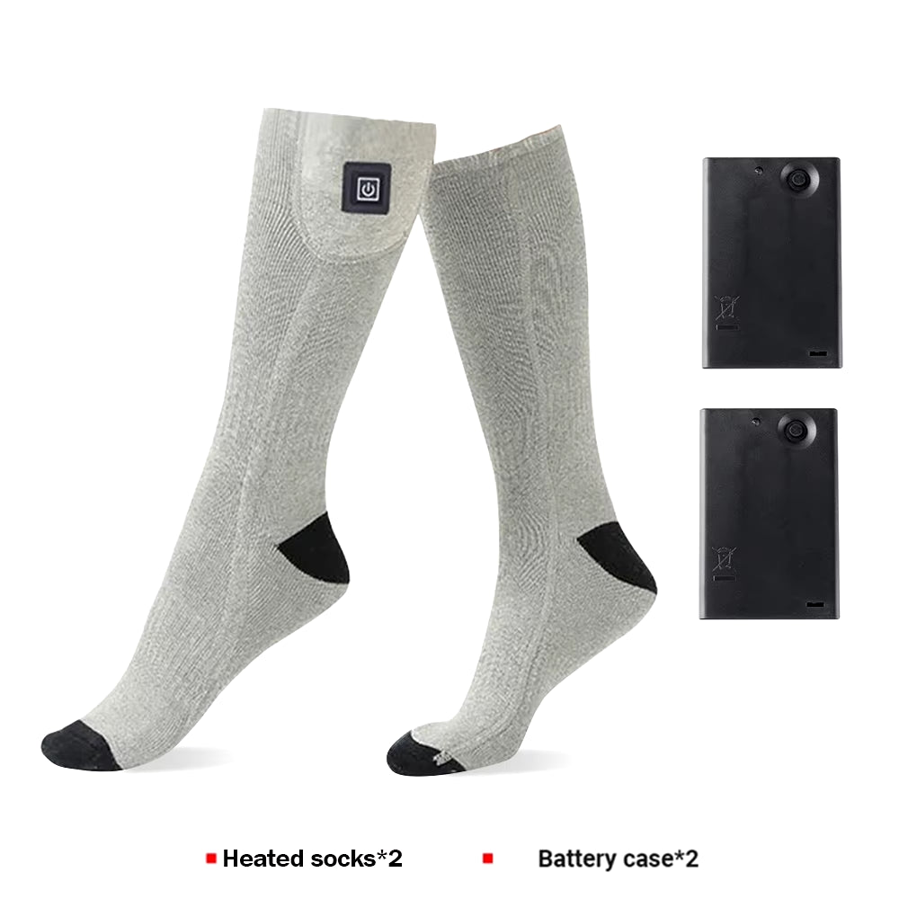 Winter Electric Heating Socks with Battery Box Rechargeable Anti-Cold Men Heated Foot Warmer Outdoor Camping Ski Sports