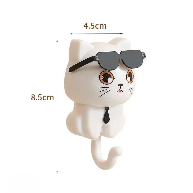 Cartoon Kitten Hook Self Adhesive Dormitory Bedroom Door Hangers Hooks Key Umbrella Towel Cap Coat Rack Wall Decoration Rack