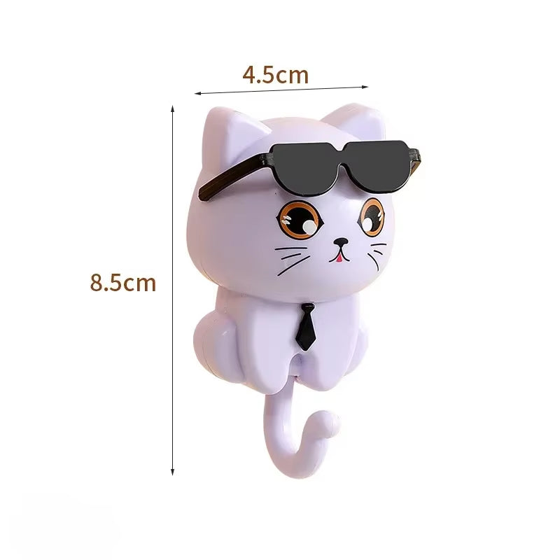 Cartoon Kitten Hook Self Adhesive Dormitory Bedroom Door Hangers Hooks Key Umbrella Towel Cap Coat Rack Wall Decoration Rack