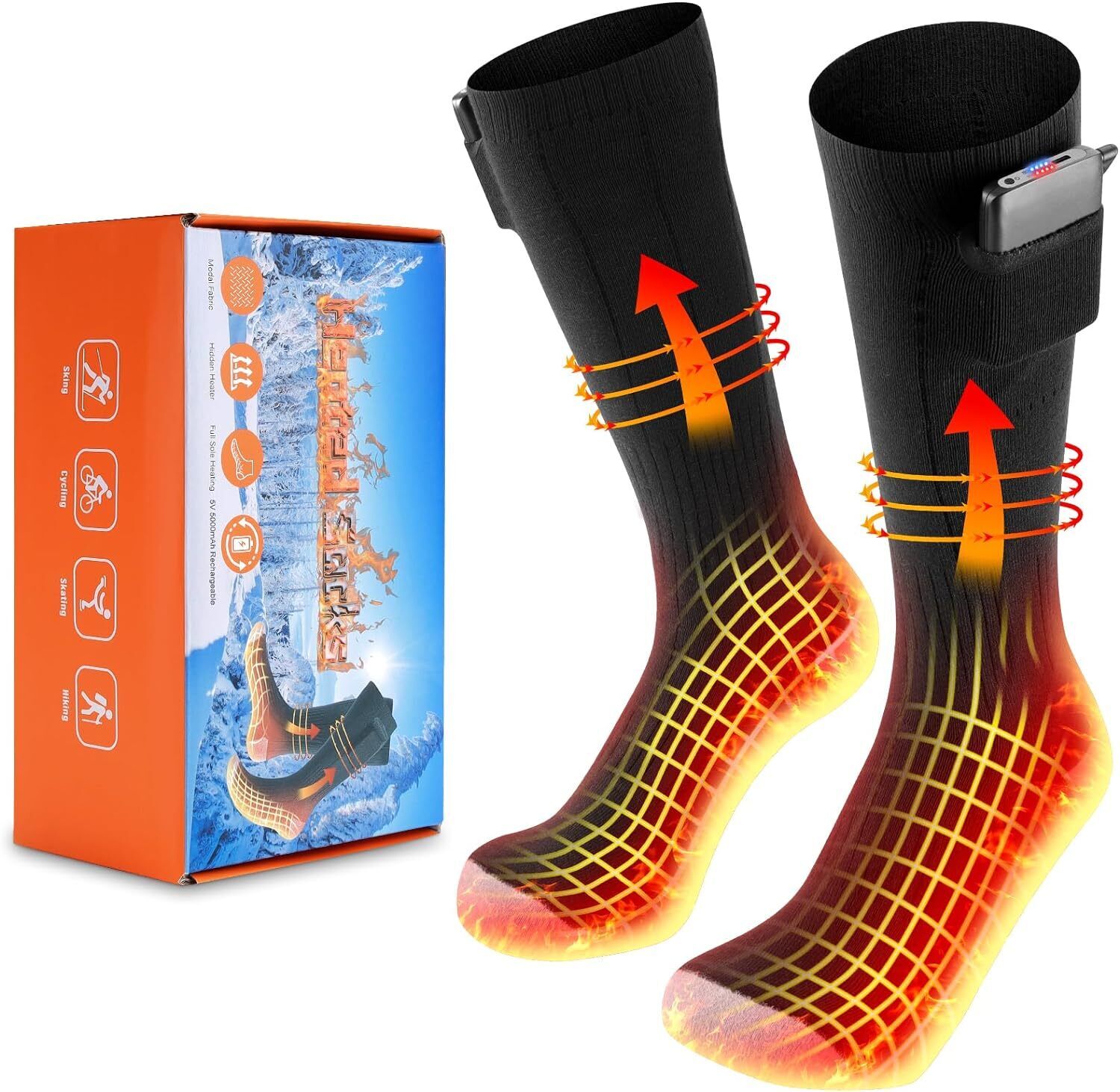 Electric Heated Socks Rechargeable 5000Mah Battery Men Women Winter Foot Warmer