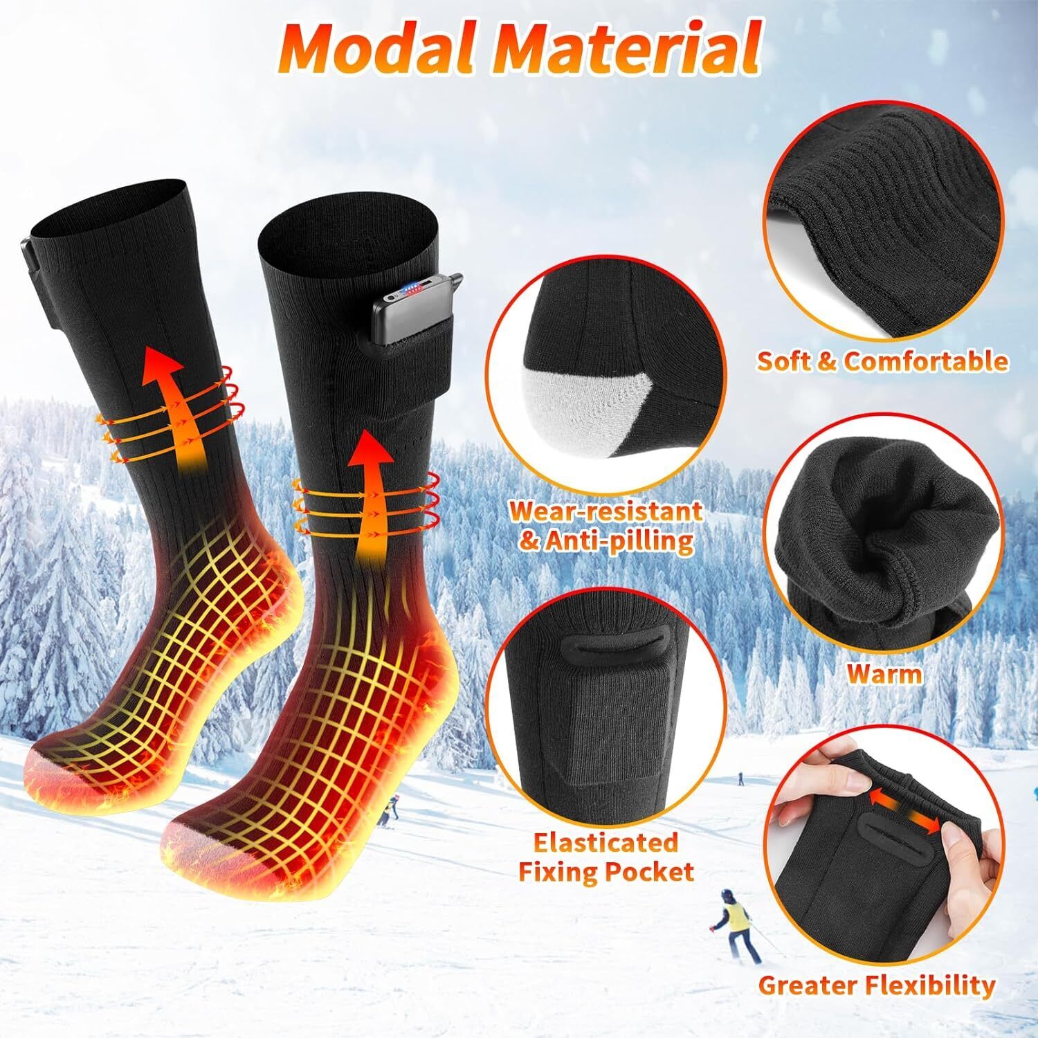 Electric Heated Socks Rechargeable 5000Mah Battery Men Women Winter Foot Warmer