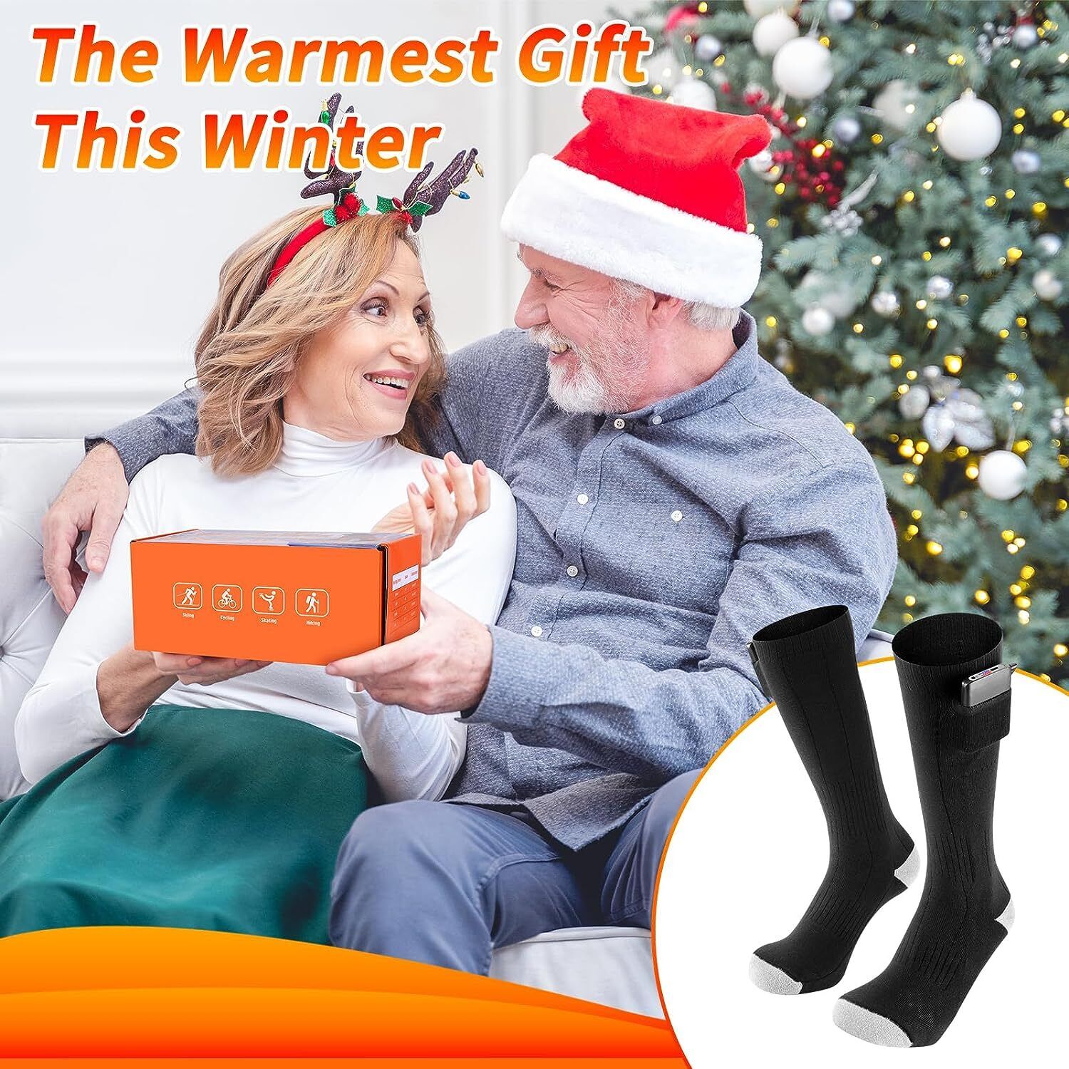 Electric Heated Socks Rechargeable 5000Mah Battery Men Women Winter Foot Warmer