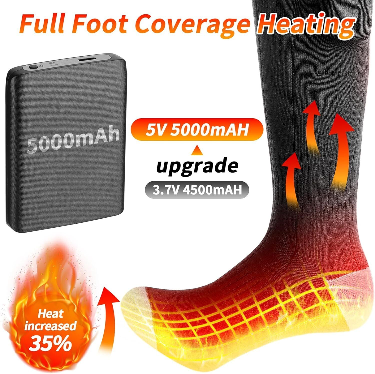 Electric Heated Socks Rechargeable 5000Mah Battery Men Women Winter Foot Warmer